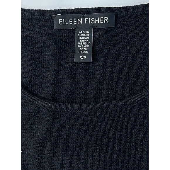Eileen Fisher Double Slit 100% Wool Short Sleeve Knit Longline Tunic Top Size S - Picture 3 of 5